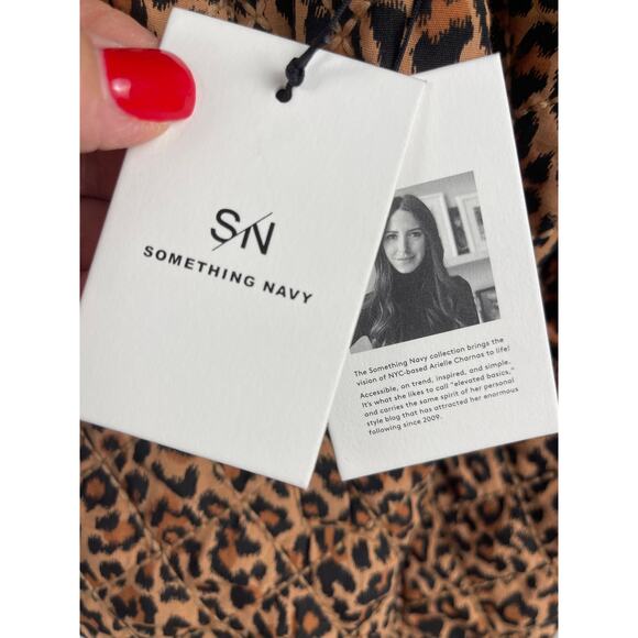 Something Navy Macaroon‎ Leopard Black Combo Reversible Quilted Coat Size Large - Picture 5 of 9